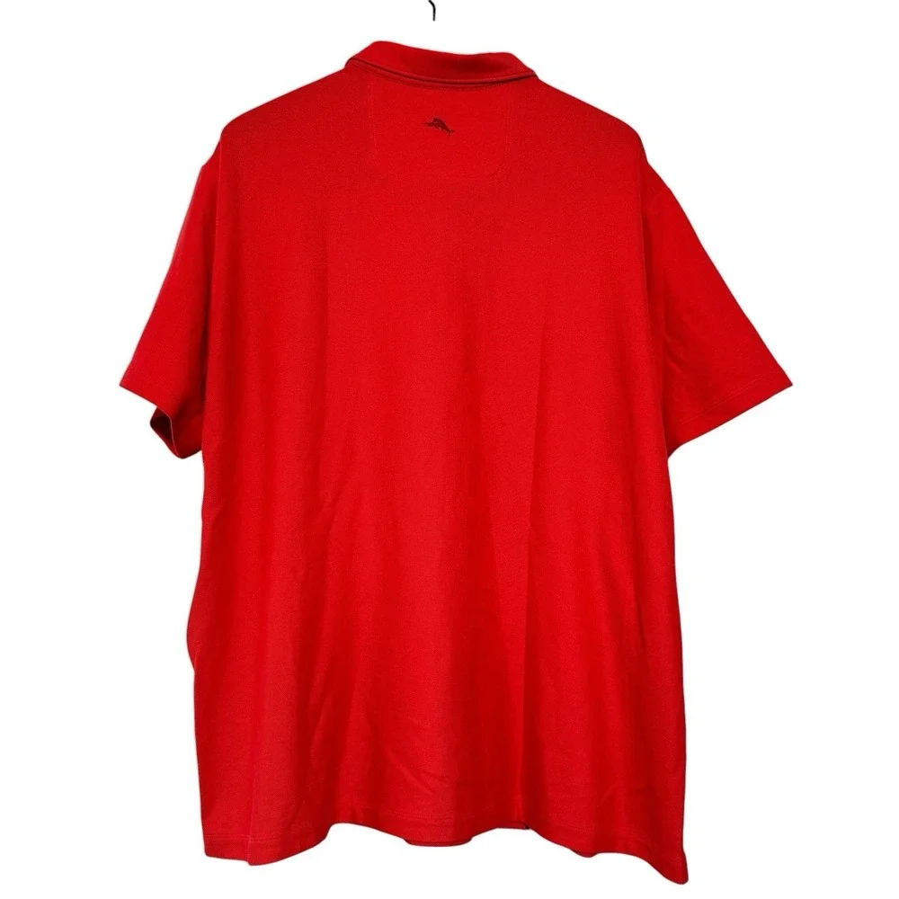 TOMMY BAHAMA Men's Red Short Sleeve Island Zone Polo Shirt Supima Cotton 2XLB